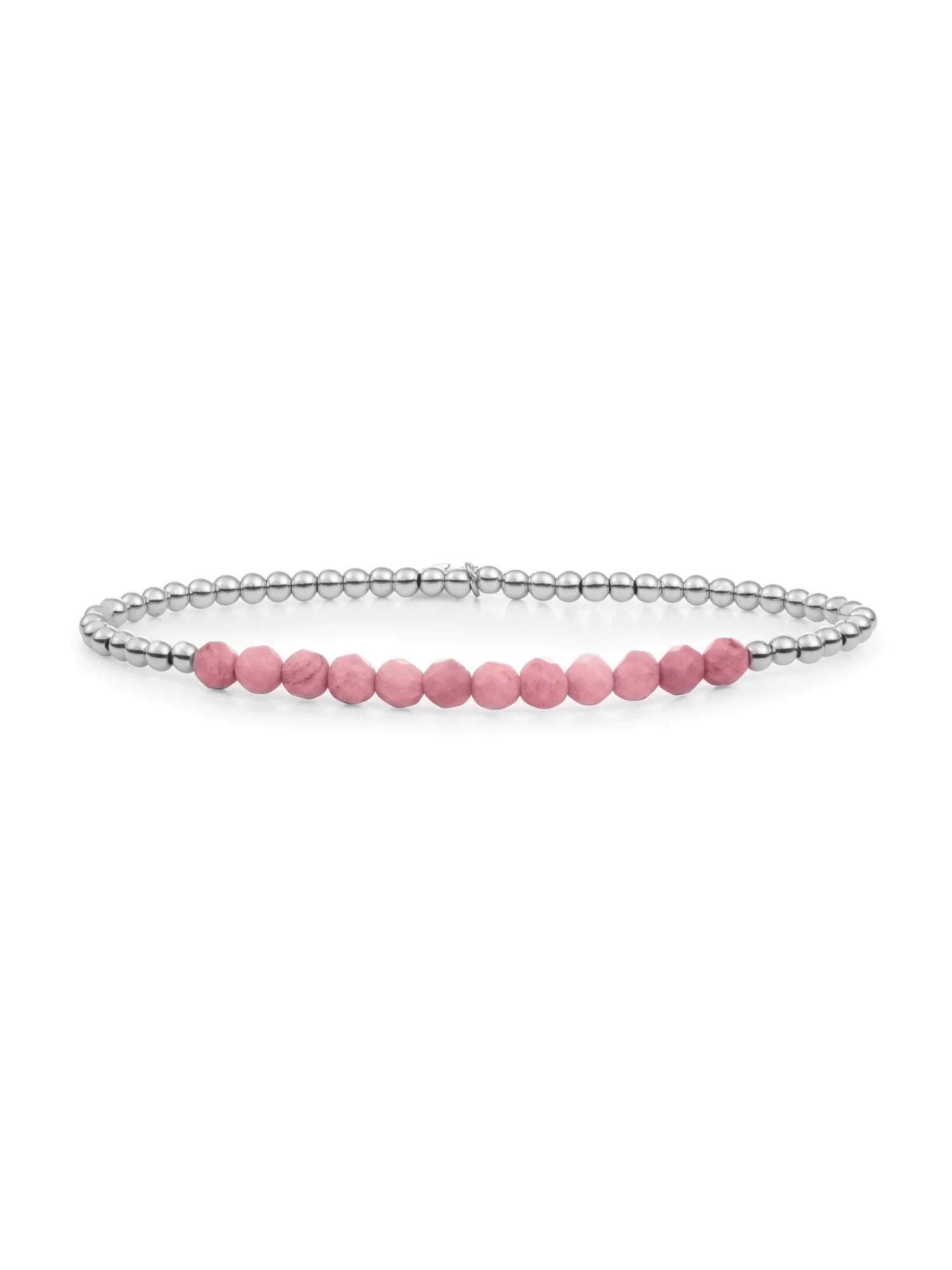 Sparkling Jewels Armband Roze rhodoniet Universe 3mm SB-GEM24-3MM-LINE Zilverkleurig