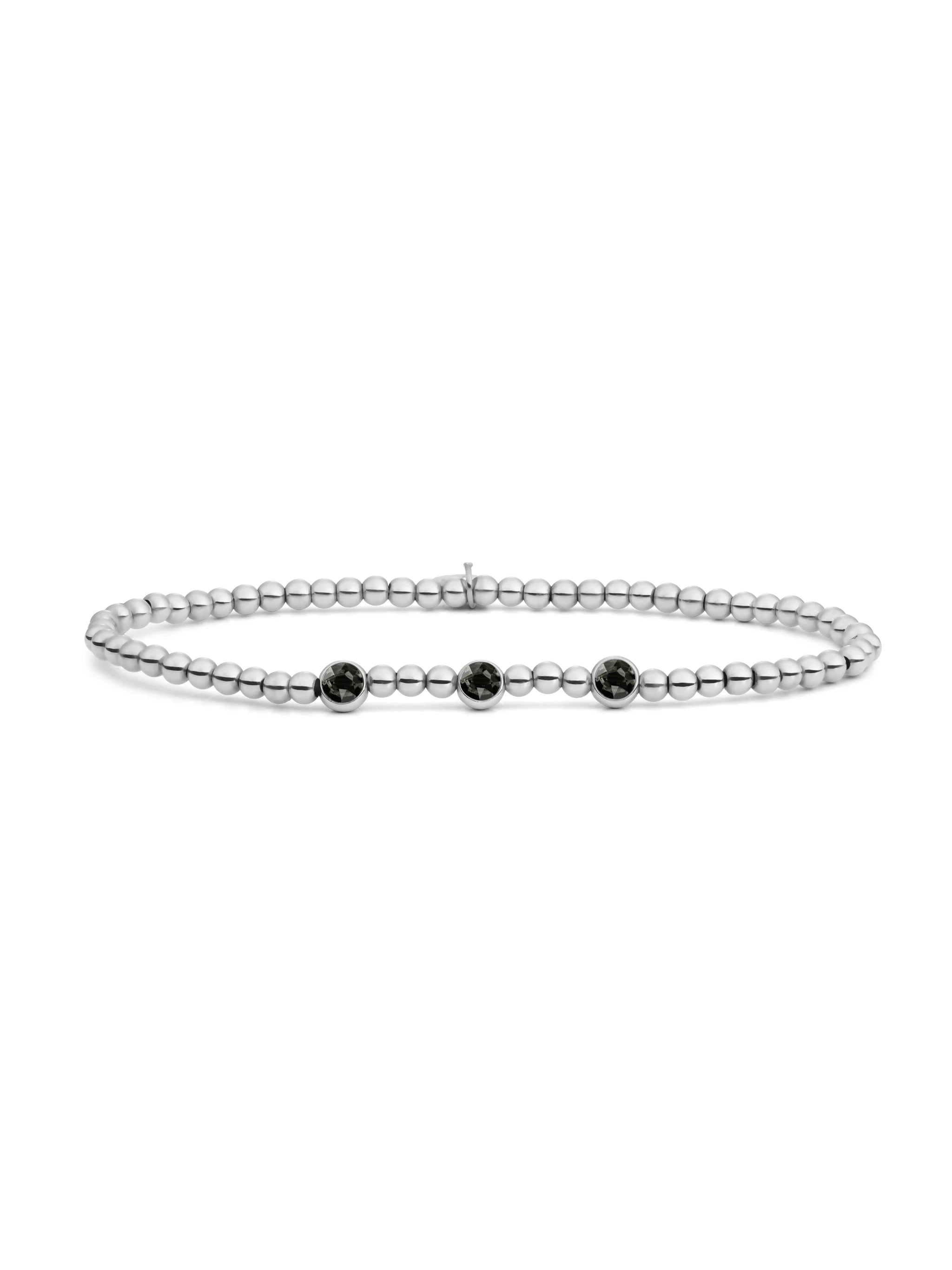 Sparkling Jewels Armband 3 Beads zirkonia SB-S-3MM-CB02 Zilverkleurig