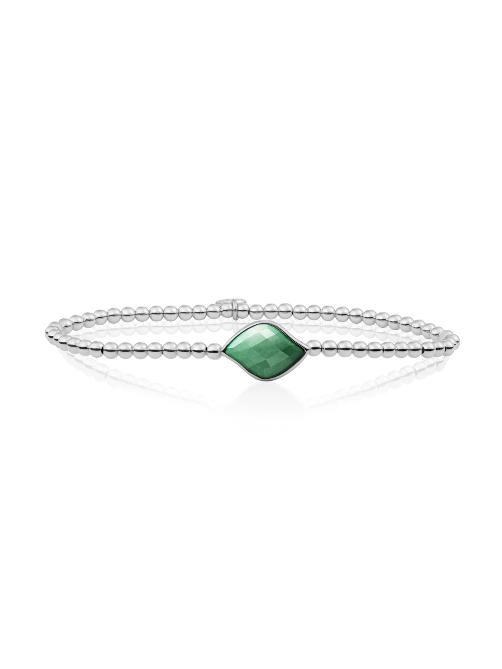 Sparkling Jewels Armband Groene aventurijn SB-S-3MM-BSG29 Zilverkleurig