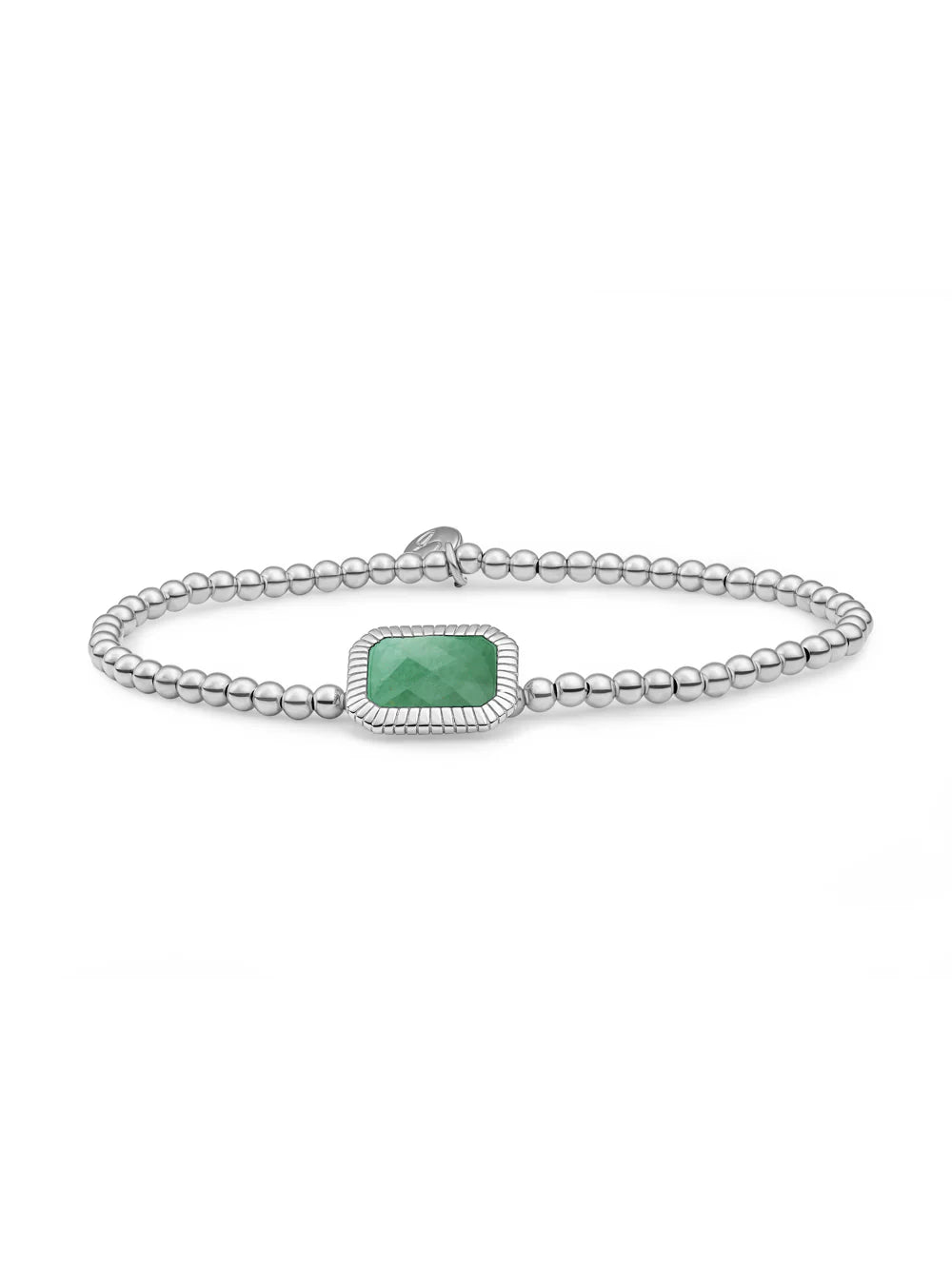 Sparkling Jewels Armband Groene aventurijn Baguette SB-S-3MM-BAG29 Zilverkleurig