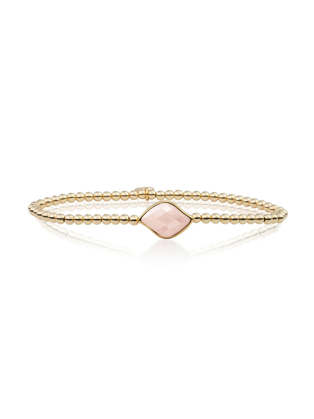 Sparkling Jewels Armband Rozenkwarts SB-G-3MM-BSG13 Goudkleurig