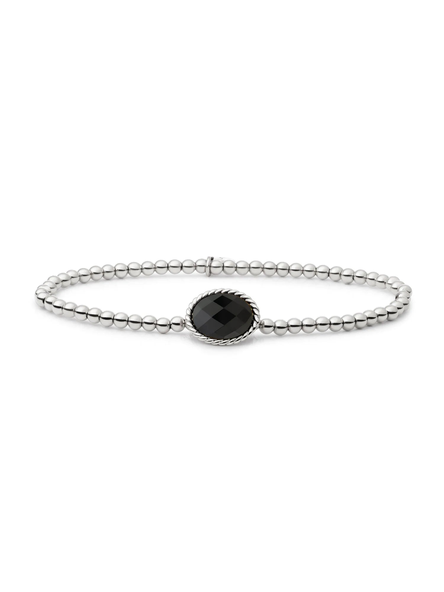 Sparkling Jewels Armband Onyx SB-S-3MM-TG07 Zilverkleurig