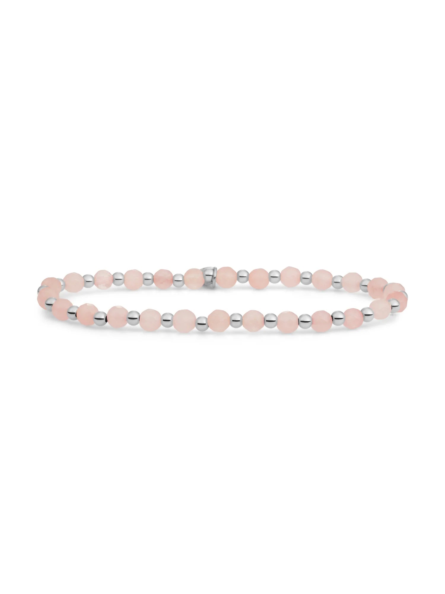 Sparkling Jewels Armband Rozenkwarts SB-GEM13-3MM-MIX Zilverkleurig