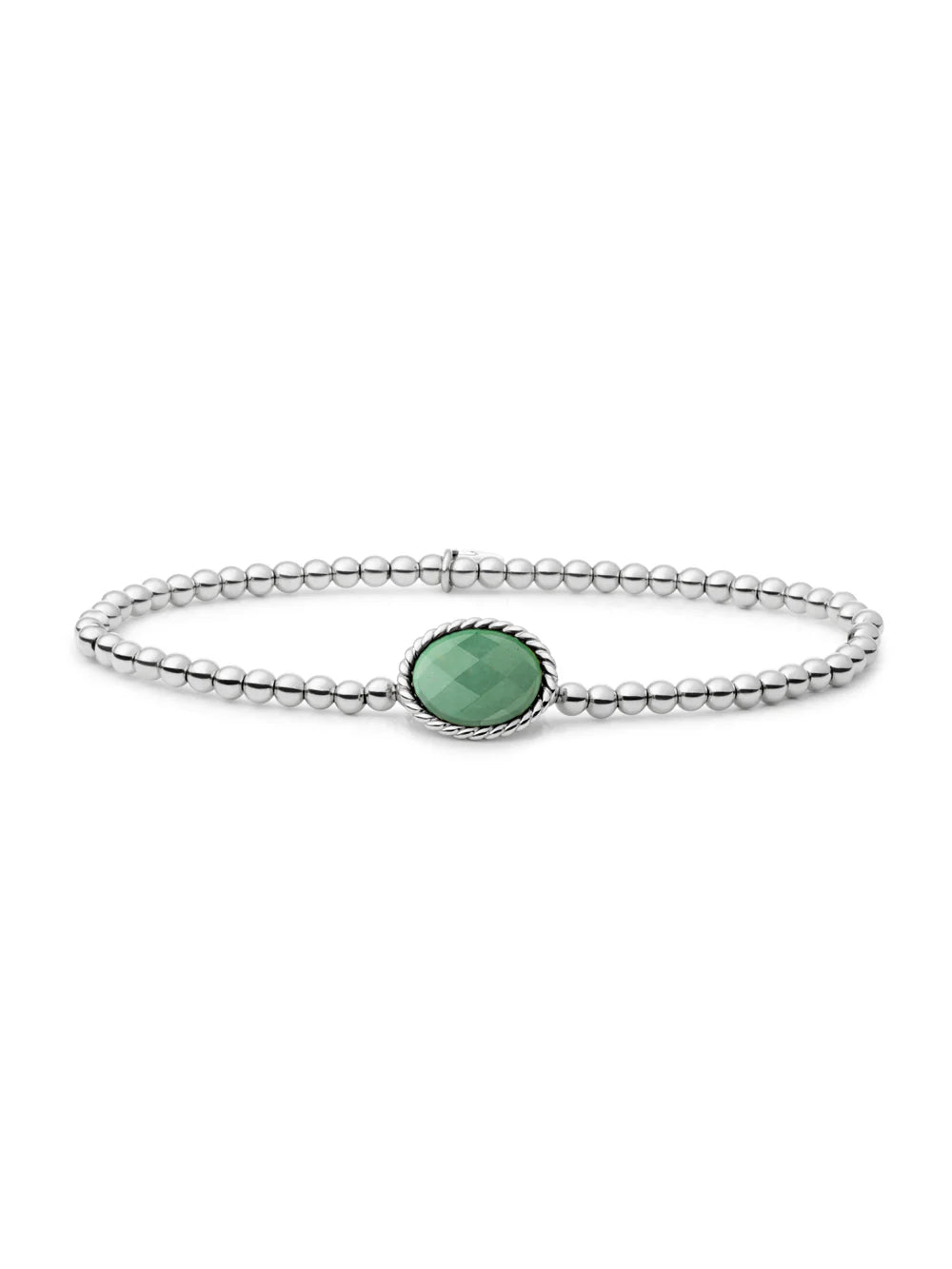 Sparkling Jewels Armband Groene aventurijn SB-S-3MM-TG29 Zilverkleurig