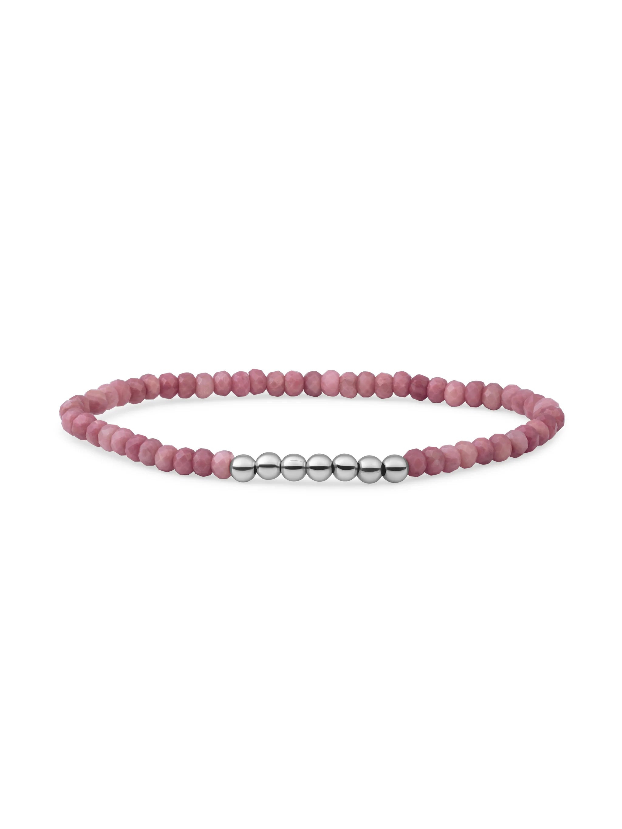 Sparkling Jewels Armband Roze rhodoniet SB-S-4MM-RLI-G24 Goudkleurig