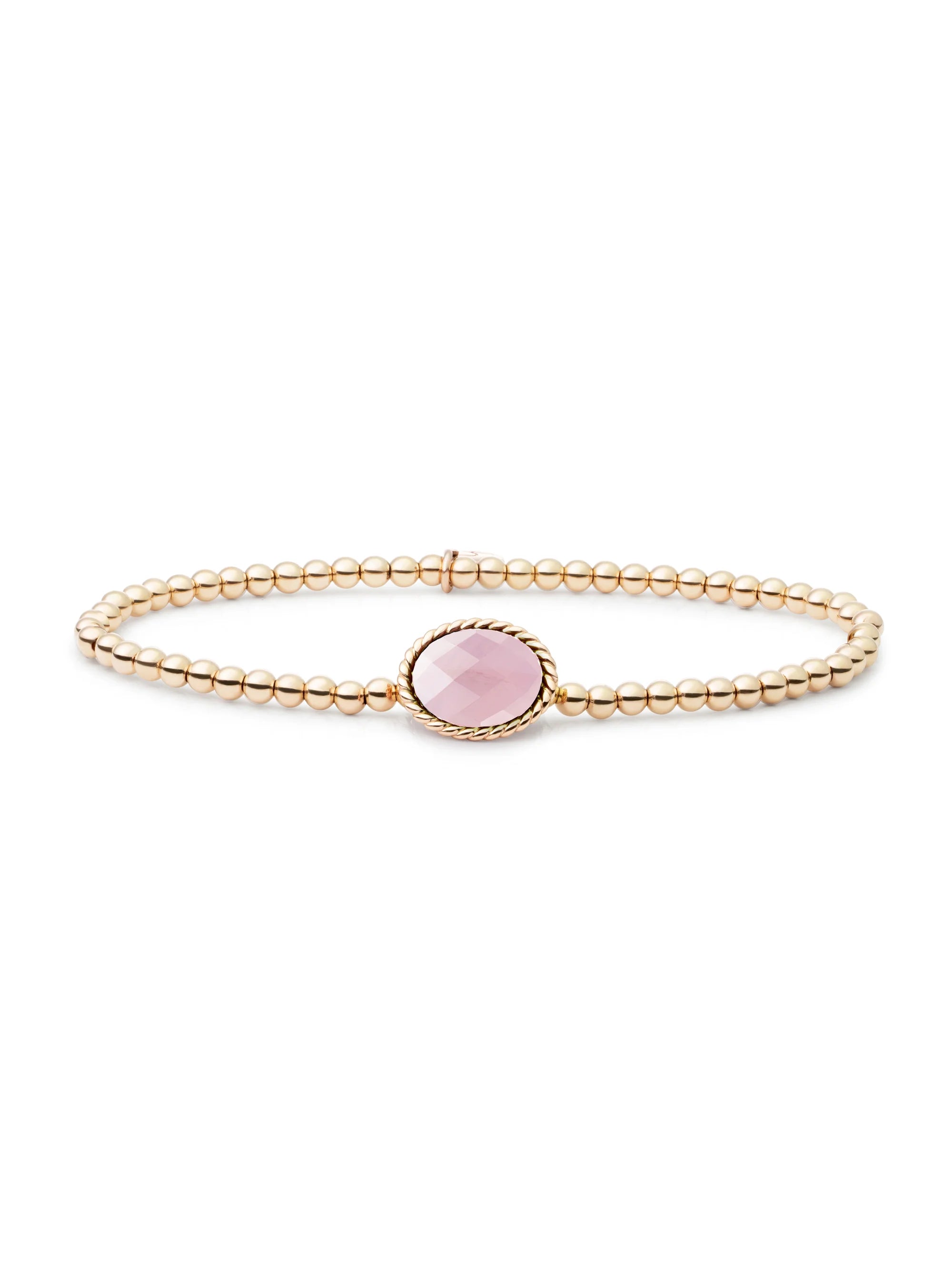 Sparkling Jewels Armband Rozenkwarts SB-G-3MM-TG13 Zilverkleurig