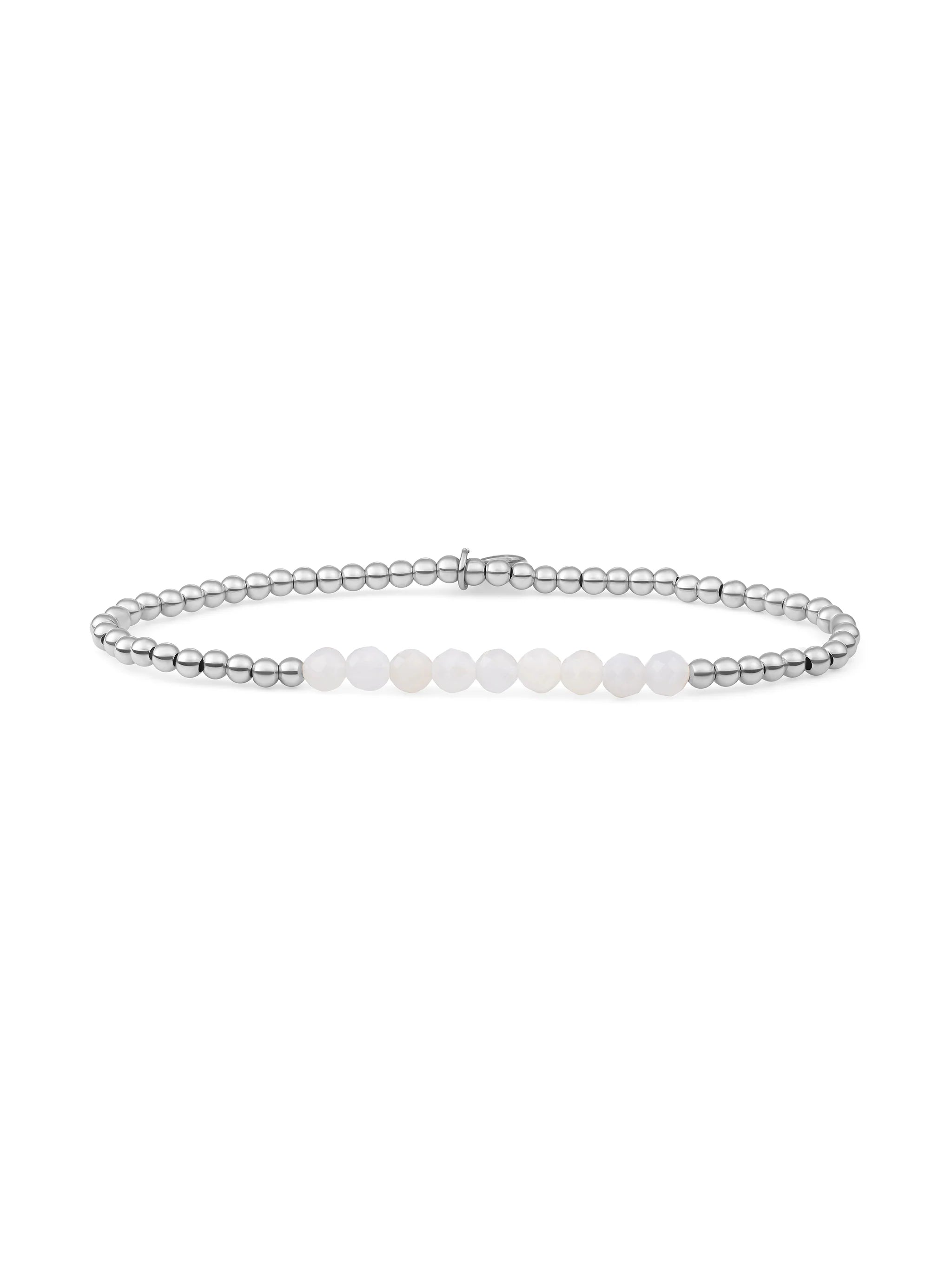 Sparkling Jewels Armband Maansteen SB-GEM54-3MM-LINE Zilverkleurig
