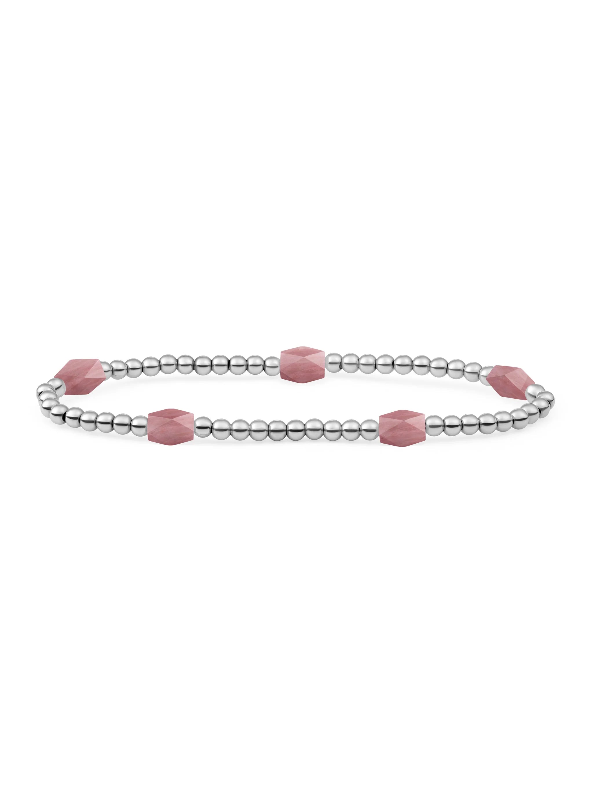 Sparkling Jewels Armband Roze rhodoniet SB-S-3MM-BAR-G24 Goudkleurig
