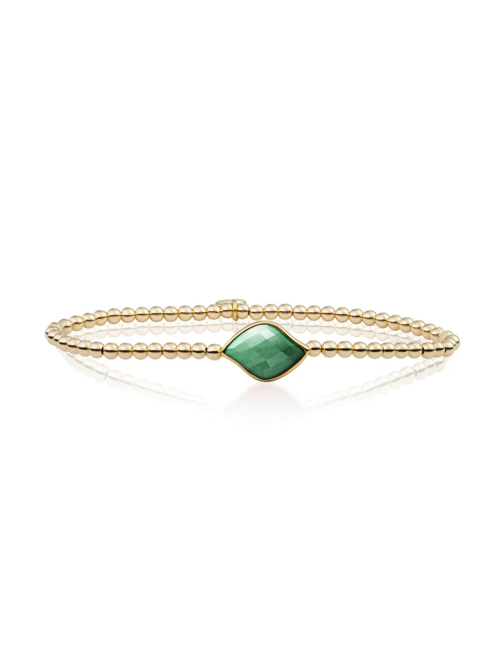 Sparkling Jewels Armband Groene aventurijn SB-G-3MM-BSG29 Zilverkleurig