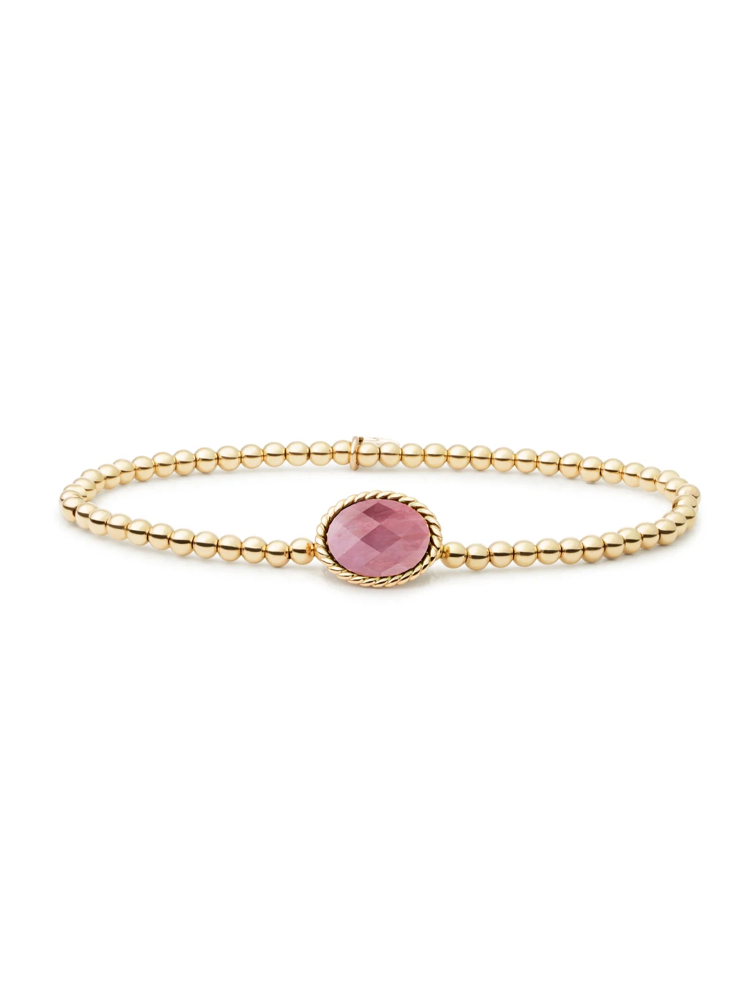Sparkling Jewels Armband Roze rhodoniet SB-G-3MM-TG24 Goudkleurig