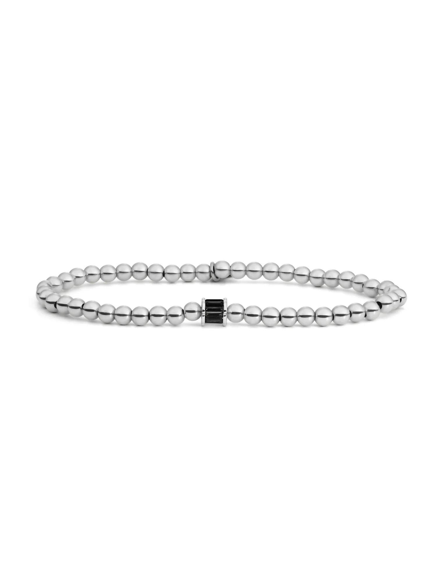 Sparkling Jewels Armband Baguette Cylinder Black zirkonia SB-S-4MM-BA02 Zilverkleurig