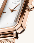Rosefield horloge OWRMR-O59 The Octagon XS Mesh White Rose gold - PansiteNederland.nl