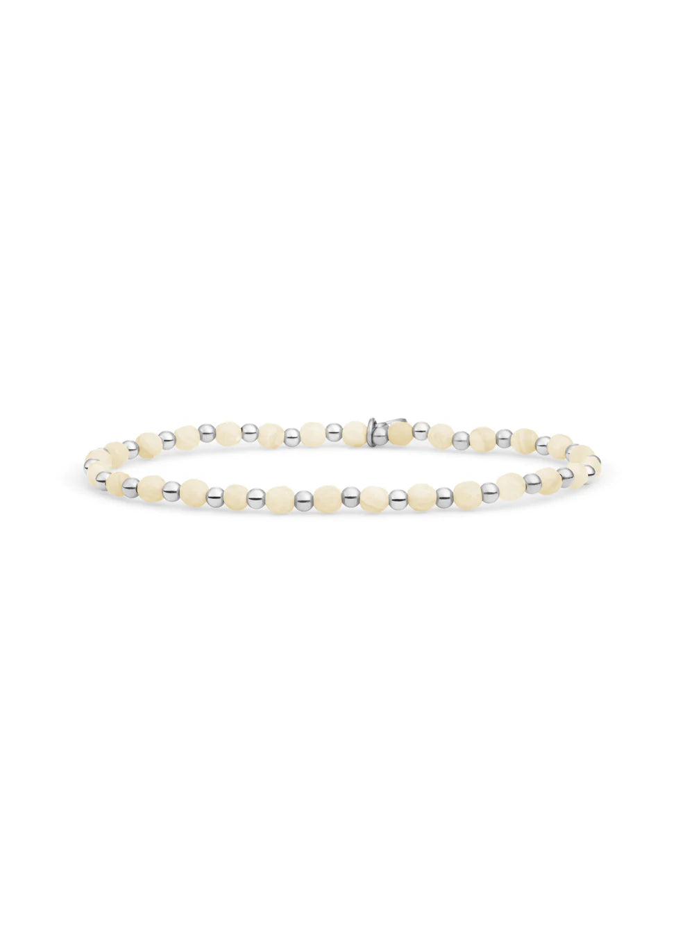 Sparkling Jewels Armband Beige Agaat SB-GEM48-3MM-MIX Zilverkleurig