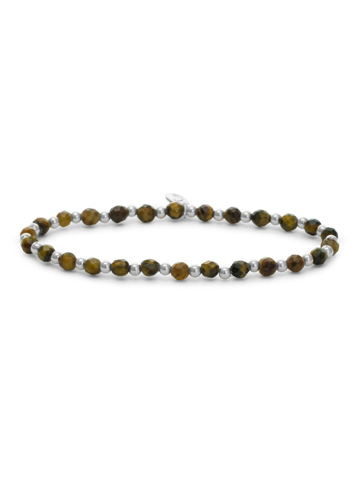 Sparkling Jewels Armband Tijgeroog SB-GEM09-3MM-MIX Zilverkleurig