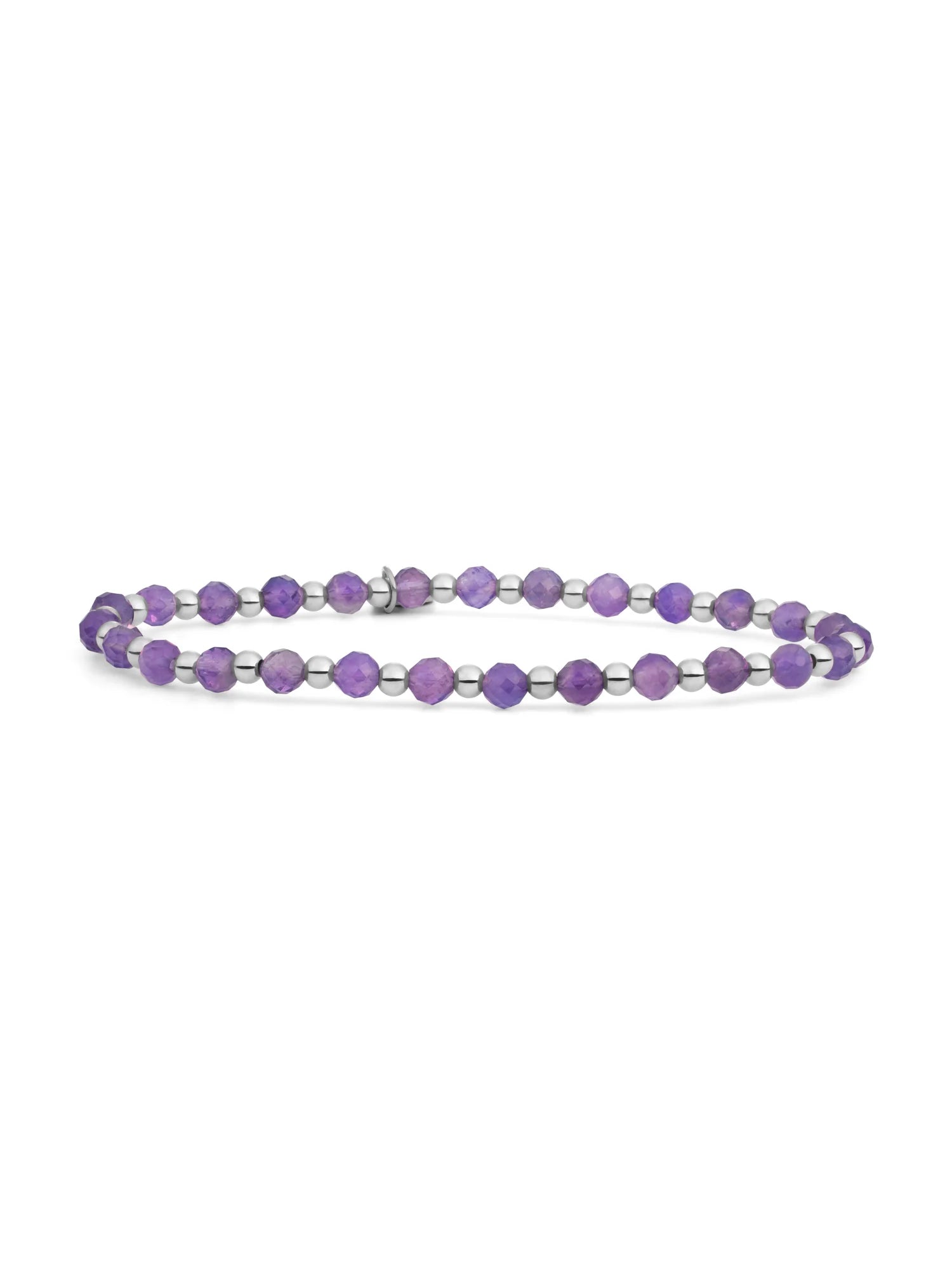 Sparkling Jewels Armband Amethist SB-GEM05-3MM-MIX Zilverkleurig
