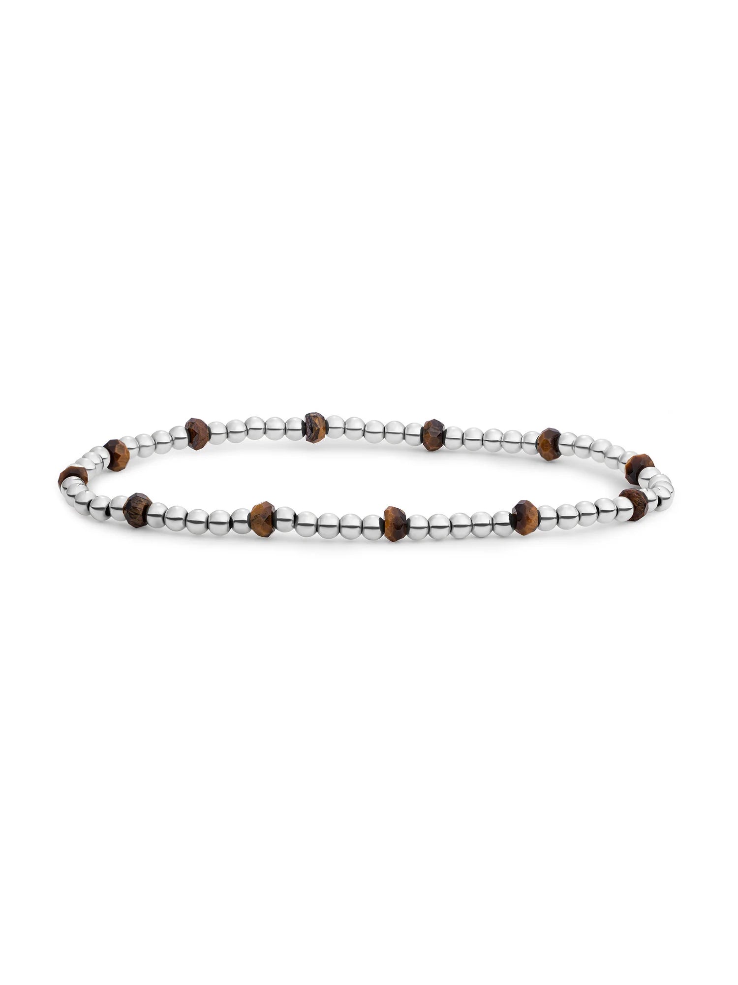 Sparkling Jewels Armband Tijgeroog SB-GEM09-MIX-FCTRDL Zilverkleurig