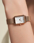 Rosefield horloge OWRMR-O59 The Octagon XS Mesh White Rose gold - PansiteNederland.nl