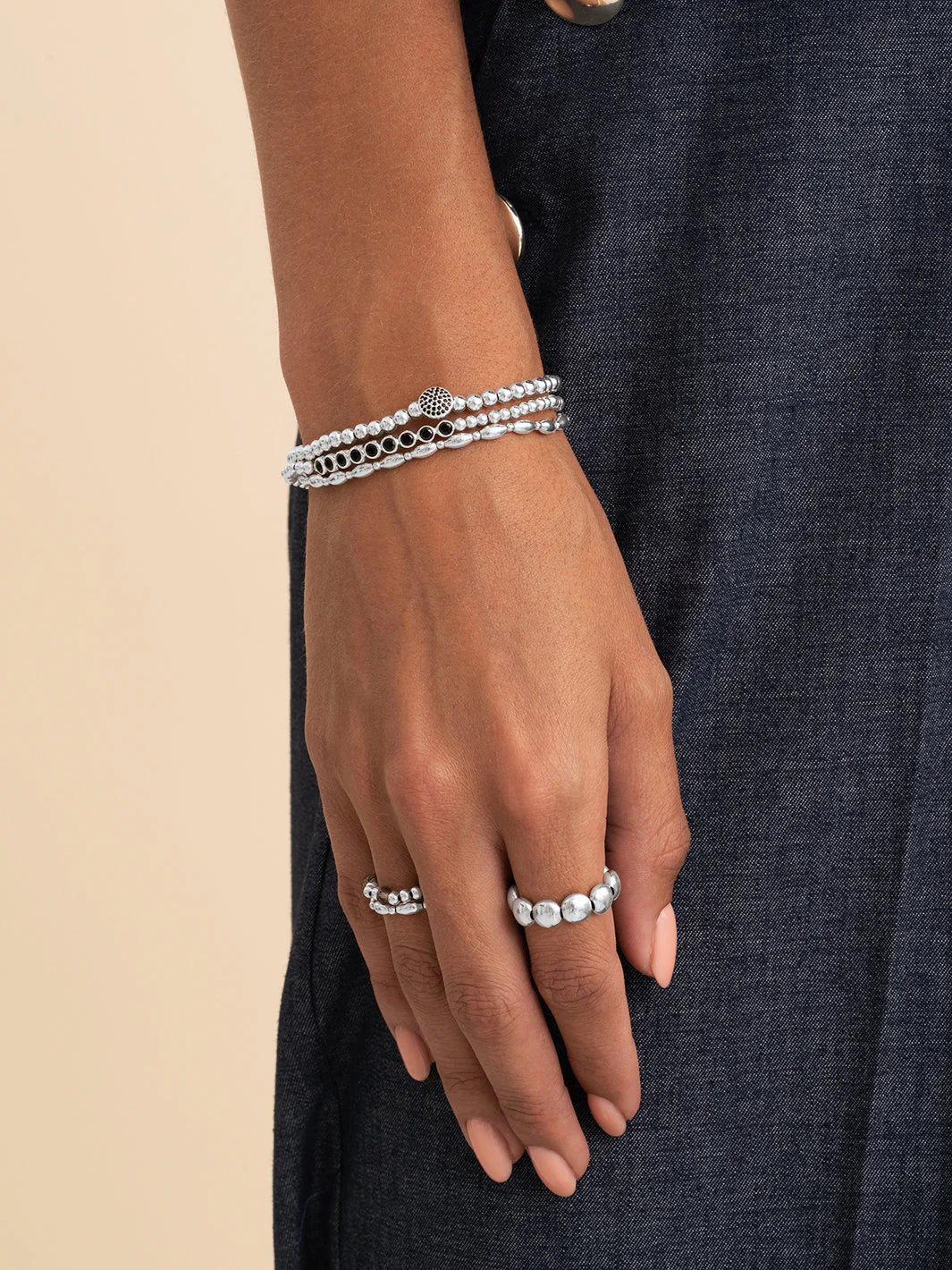Sparkling Jewels Armband Disc Galaxy SB-S-4MM-DISC-BL Zilverkleurig