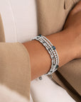 Sparkling Jewels Armband Ocean Topaz Quartz Cushion Cut Beads Silver SB-S-3MM-CC-G67