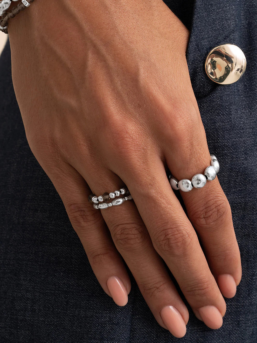 Sparkling Jewels Ring Rookkwarts SRI-S-RDL-G23 Zilverkleurig