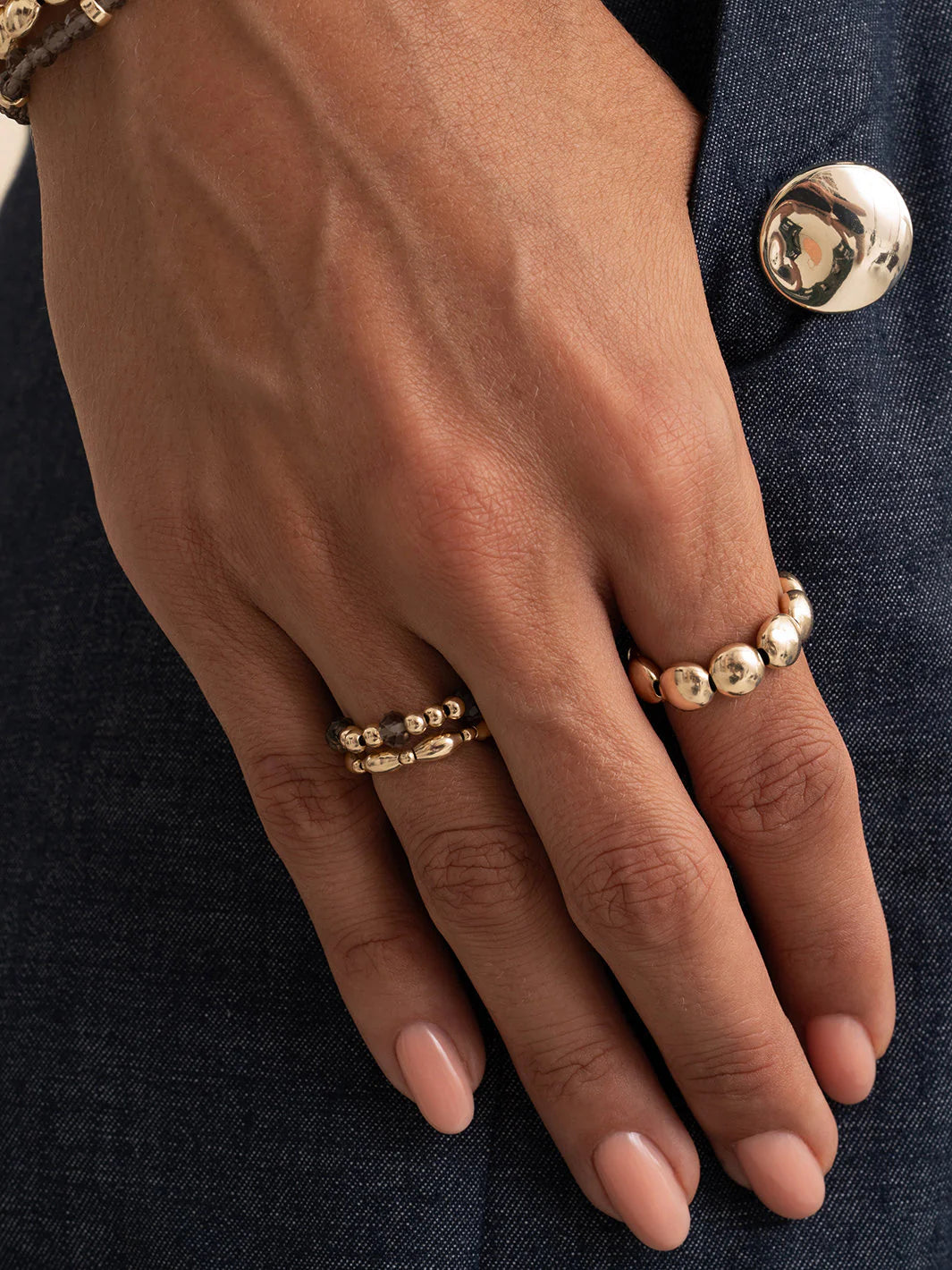 Sparkling Jewels Ring Rookkwarts SRI-G-RDL-G23 Goudkleurig
