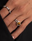 Sparkling Jewels Ring Facet Roundel Tiger Eye Silver SRI-S-RDL-G09
