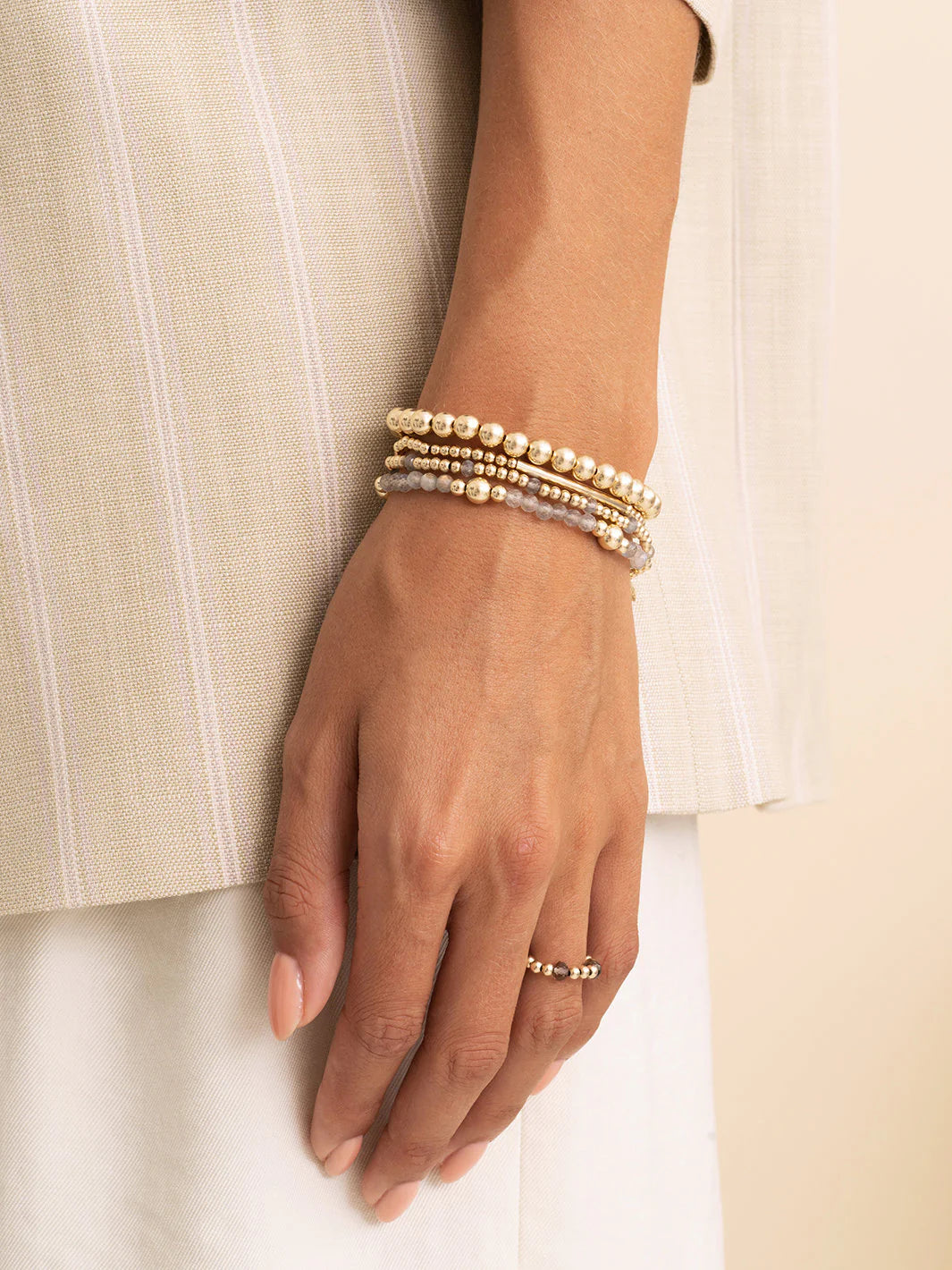 Sparkling Jewels Armband Labradoriet SBG-GEM18-MIX-FCTRDL Goudkleurig