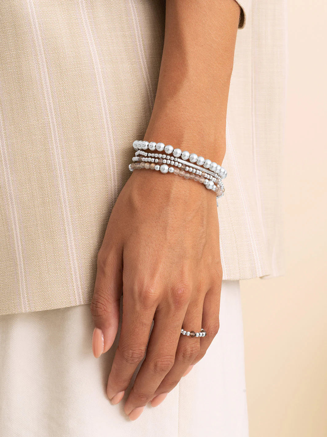 Sparkling Jewels Armband Labradoriet SB-GEM18-MIX-FCTRDL Zilverkleurig