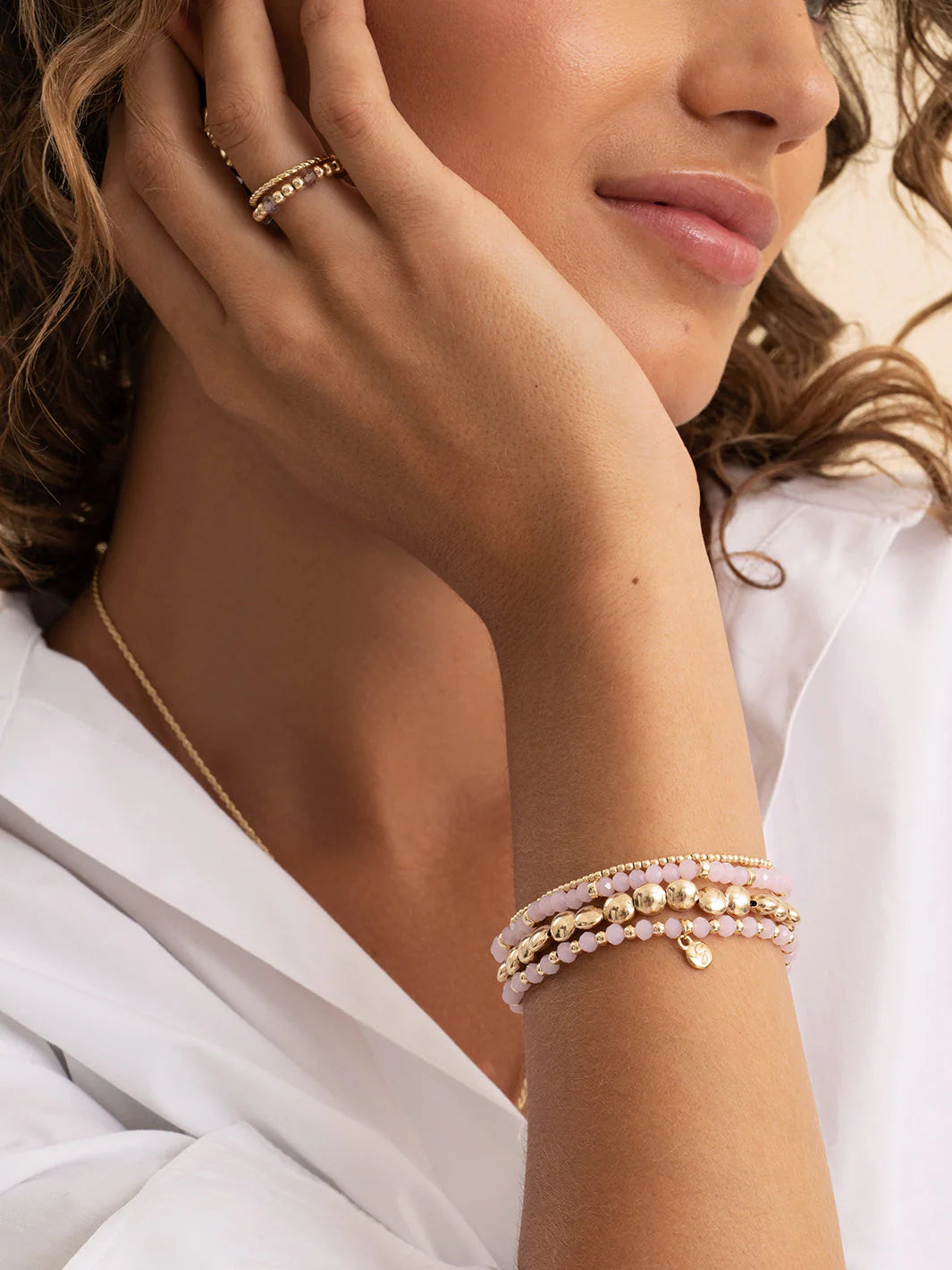 Sparkling Jewels Armband Opaliet SBG-GEM66-MIX-RDL Goudkleurig