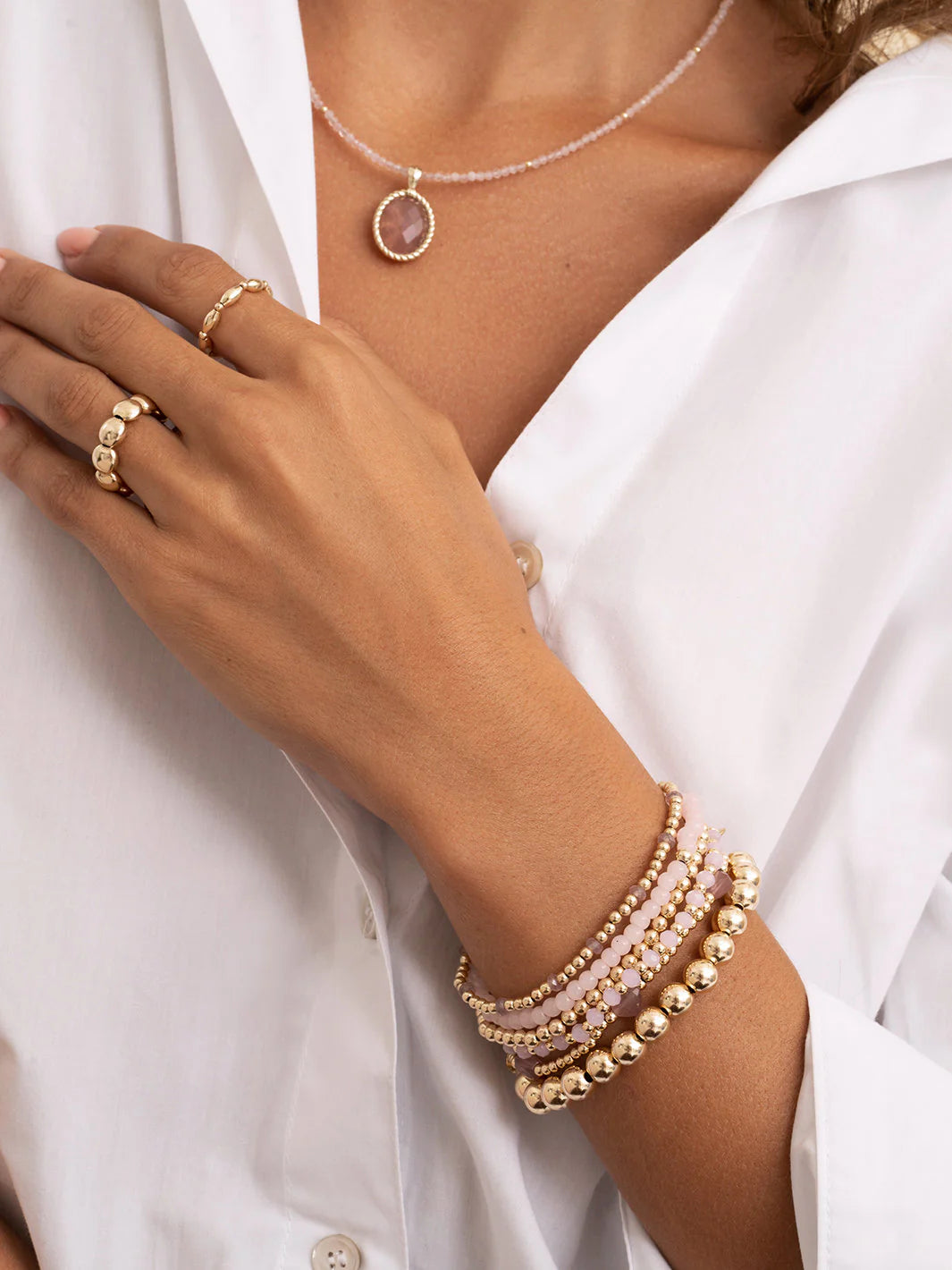 Sparkling Jewels Armband Opaliet SBG-GEM66-ADD-4MM Goudkleurig