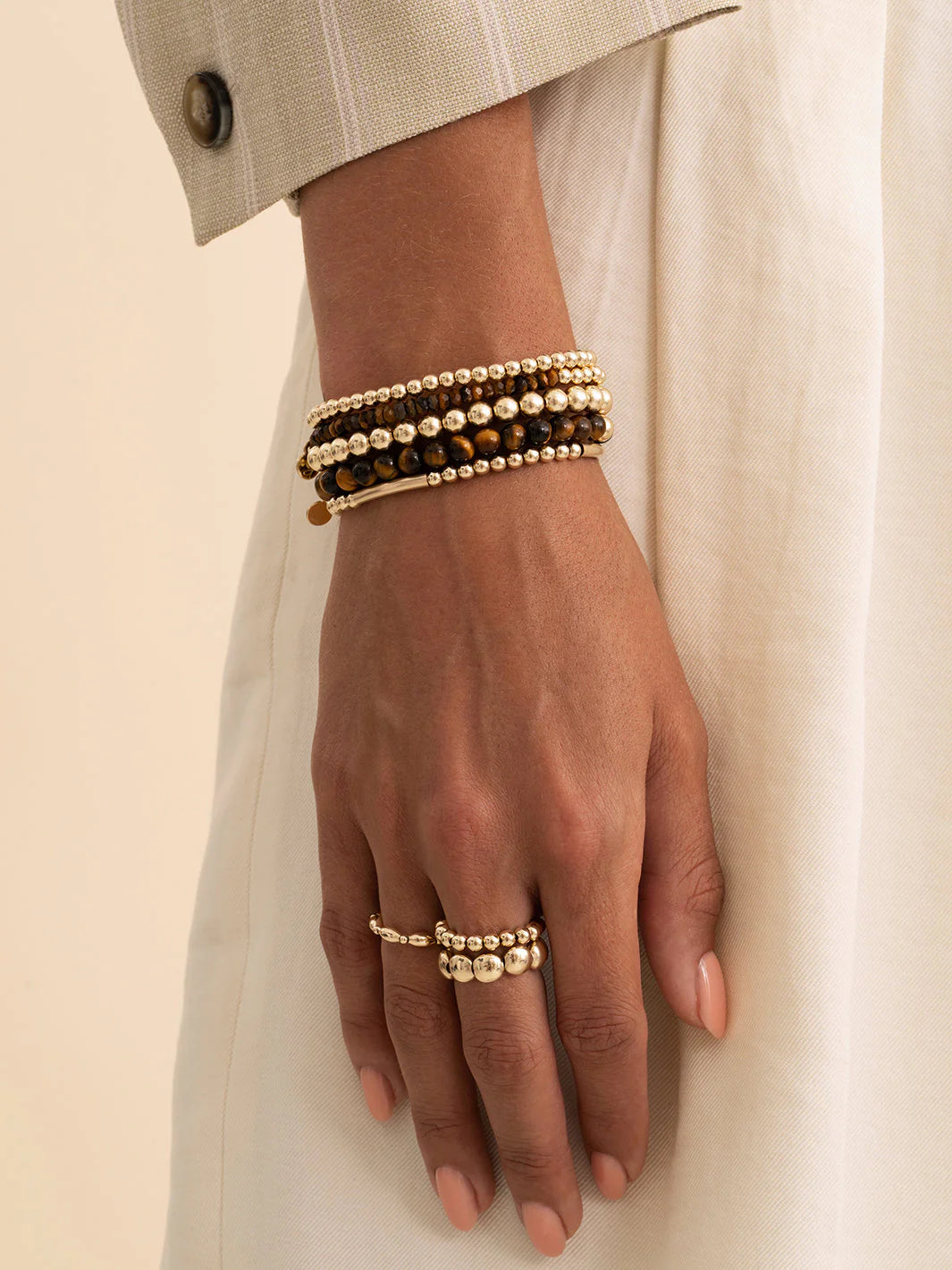 Sparkling Jewels Armband Tube Mix - Gold - 4mm SB-G-4MM-TUBE Goudkleurig