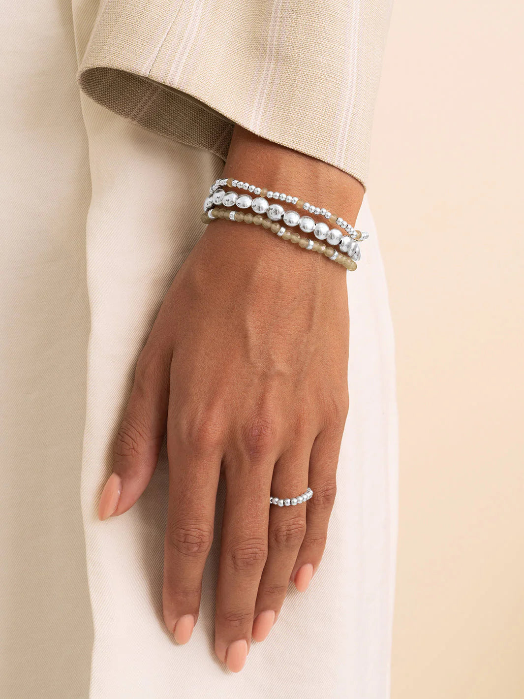Sparkling Jewels Armband Jade SB-GEM64-MIX-FCTRDL Zilverkleurig