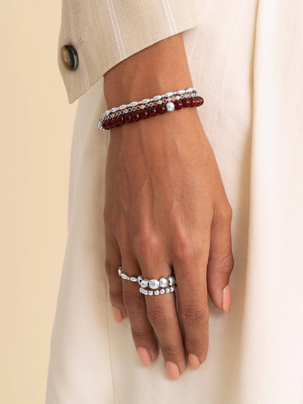 Sparkling Jewels Armband Rubinkwarts SB-GEM50-ADD-6MM Zilverkleurig
