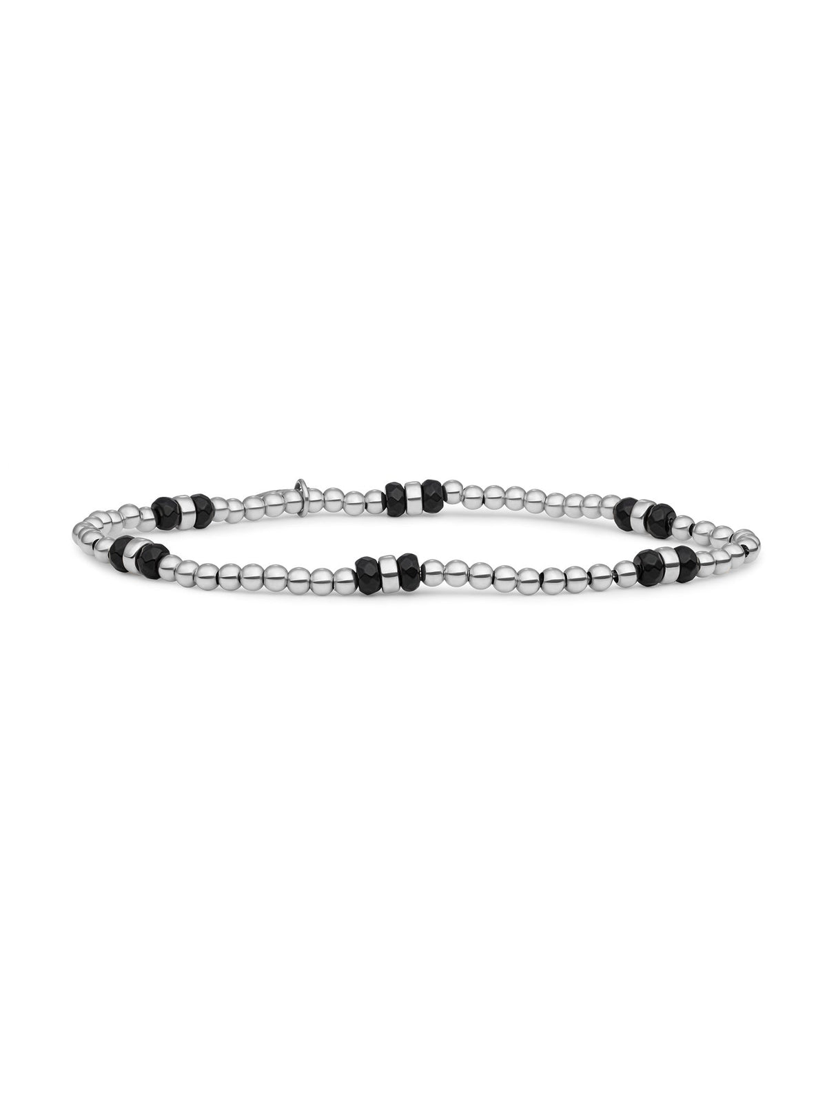 Sparkling Jewels Armband Double Reverse Roundel Onyx SB-GEM07-MIX-DBFCTRDL Zilverkleurig