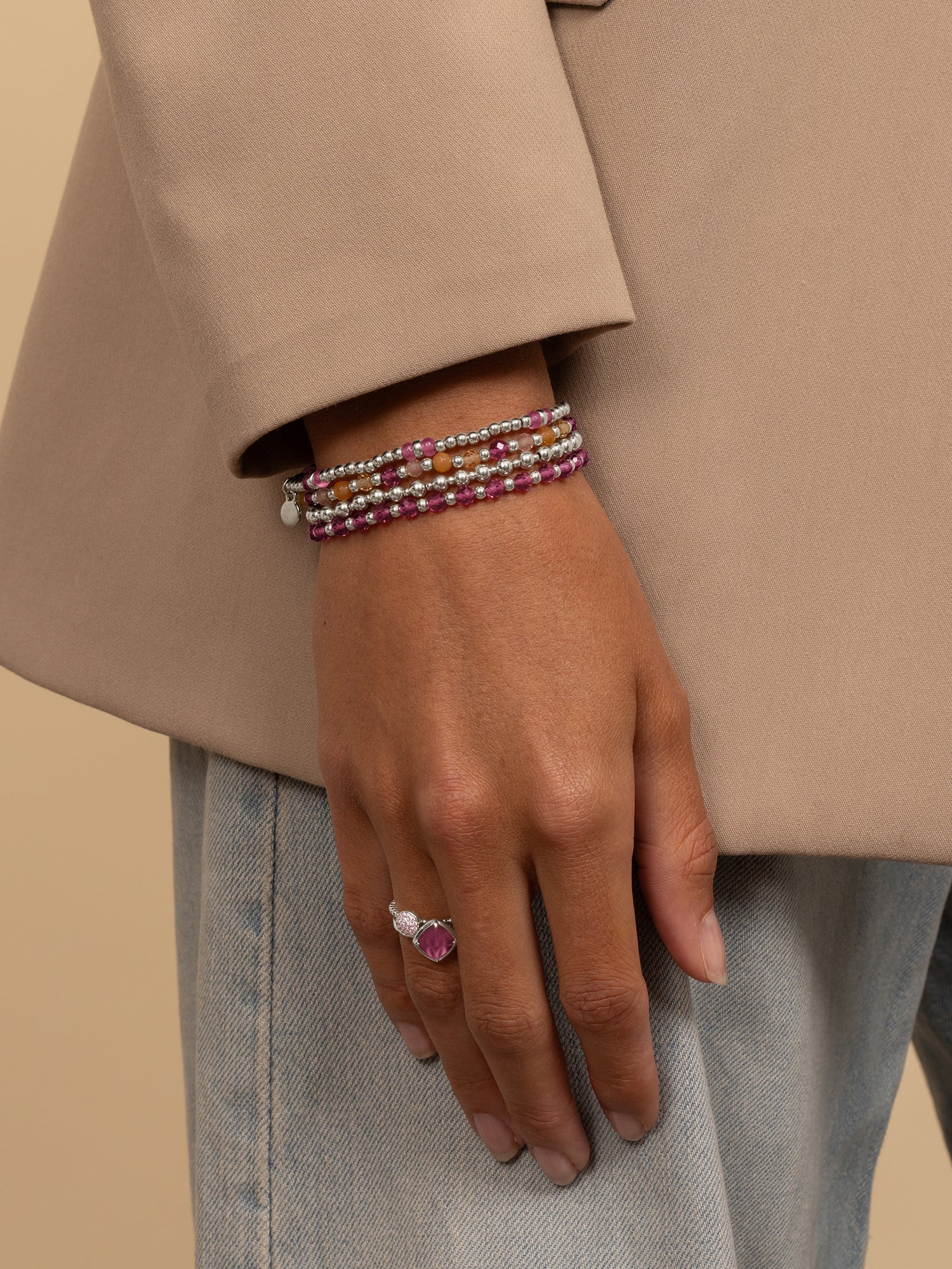 Sparkling Jewels Armband Bold Mix Silver - 4/2 mm SB-S-MIX-09 Zilverkleurig