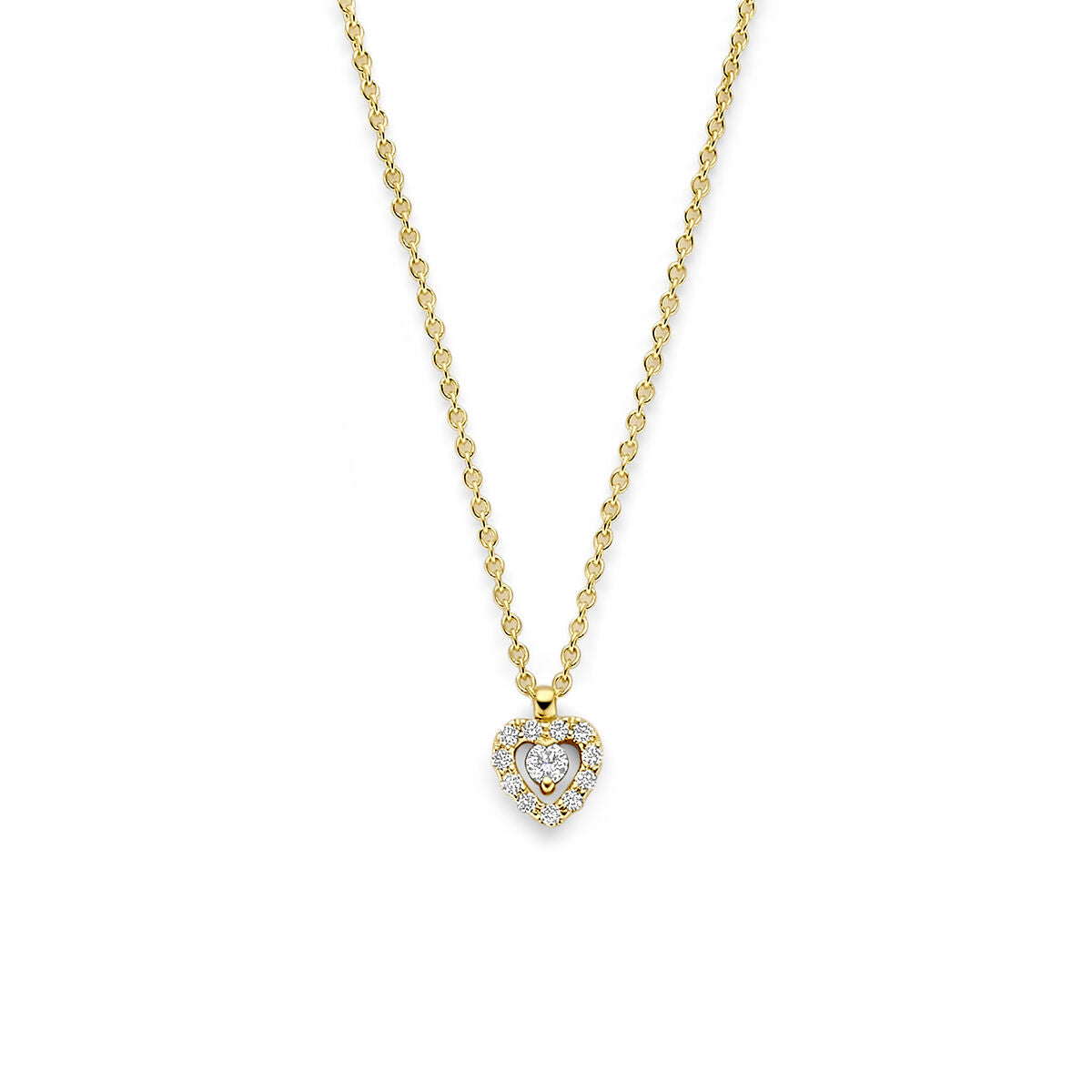 Fantasy Collection Collier hartje diamant 0.08ct h si 43 - 44 - 45 cm 14K geelgoud
