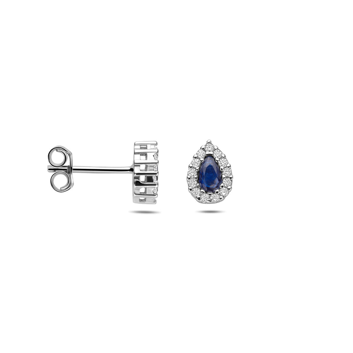 Fantasy Collection Oorbellen saffier zirkonia 8,5 mm zilver