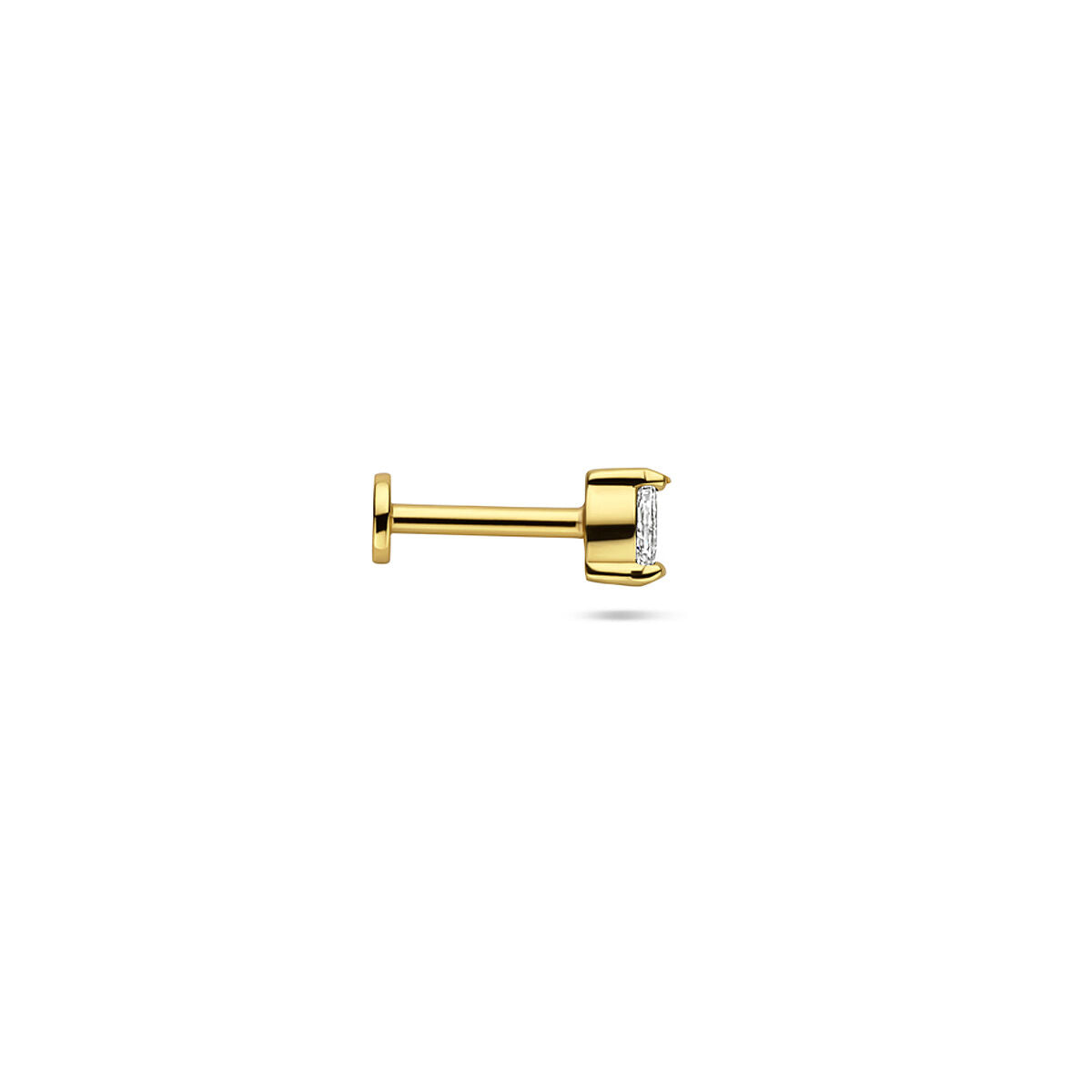 Fantasy Collection Flat back piercing ovaal zirkonia 4 mm 1 micron zilver verguld