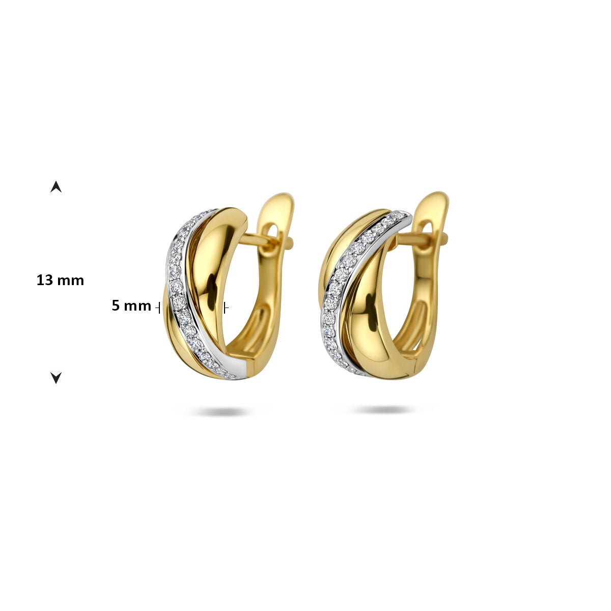 Fantasy Collection Oorbellen diamant 0.17ct (2x 0.085ct) h si 13 mm 14K bicolor goud