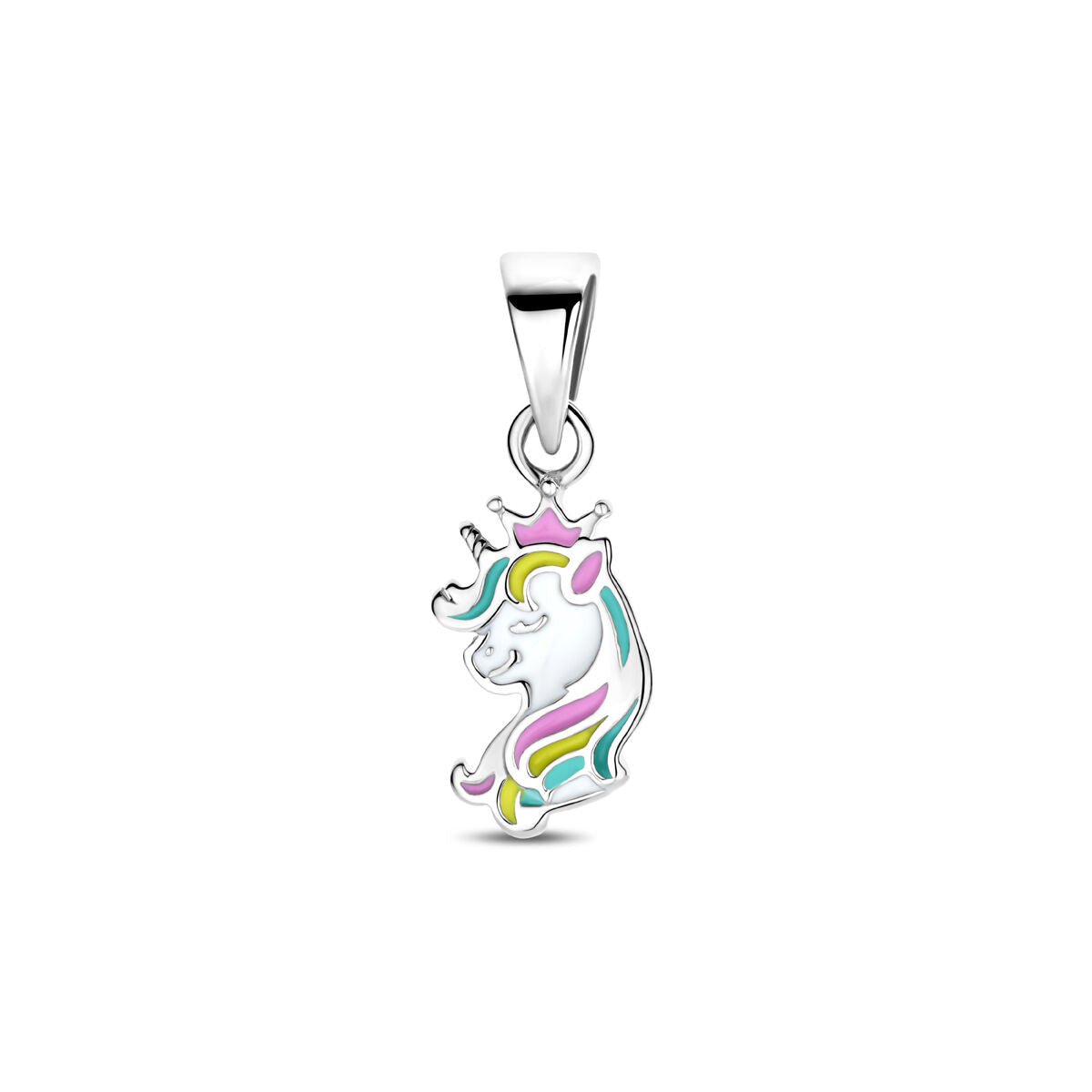 Fantasy Collection Hanger emaille eenhoorn 16 mm zilver