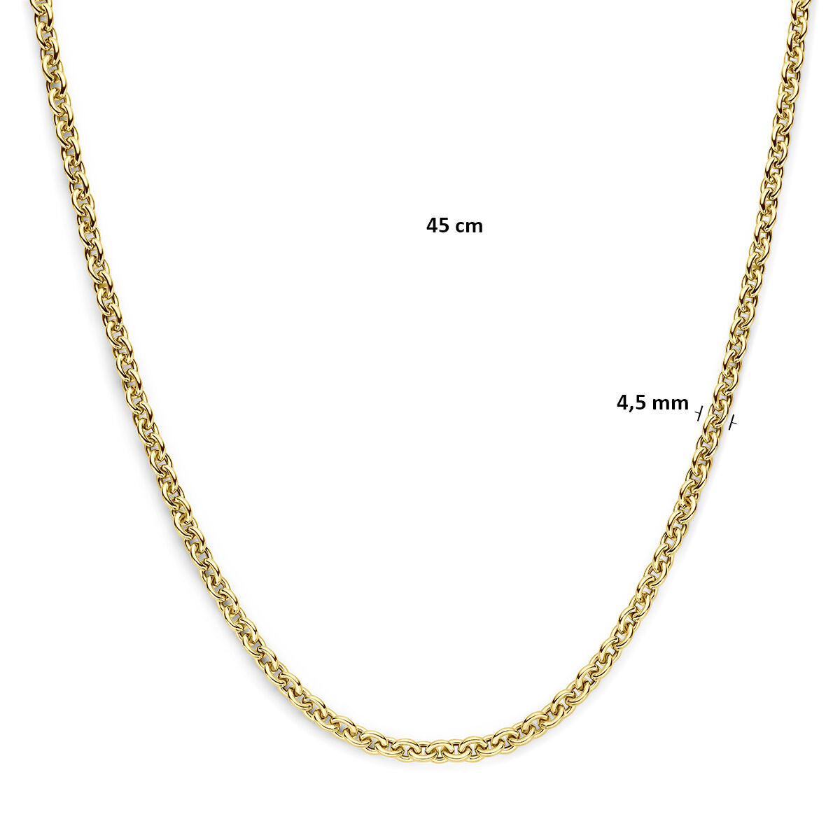 Collier 4,5 mm 9K geelgoud 45 cm