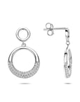 Zilveren gerhodineerde oorhangers zirkonia 25 mm - 1341569