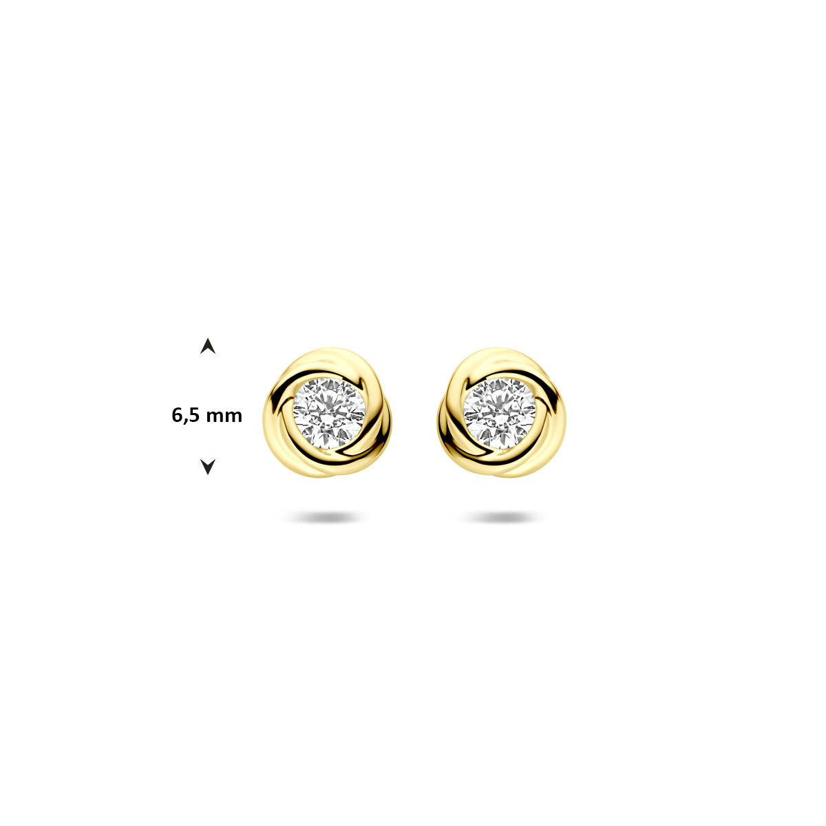 Fantasy Collection Oorbellen zirkonia 6,5 mm 14K geelgoud