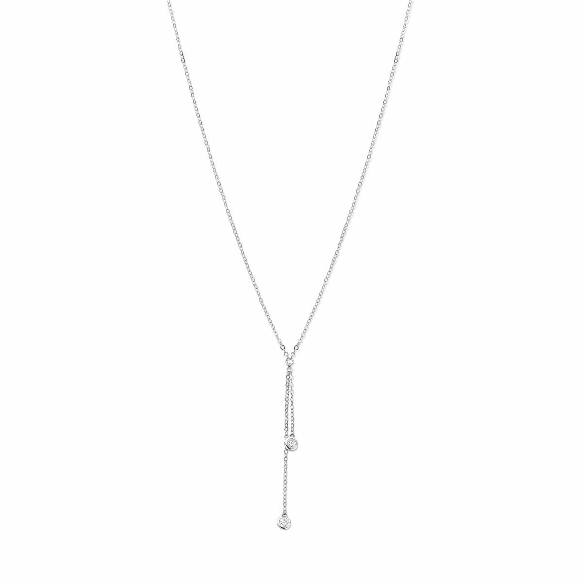 Fantasy Collection Y-collier zirkonia 41 + 4 cm zilver gerhodineerd