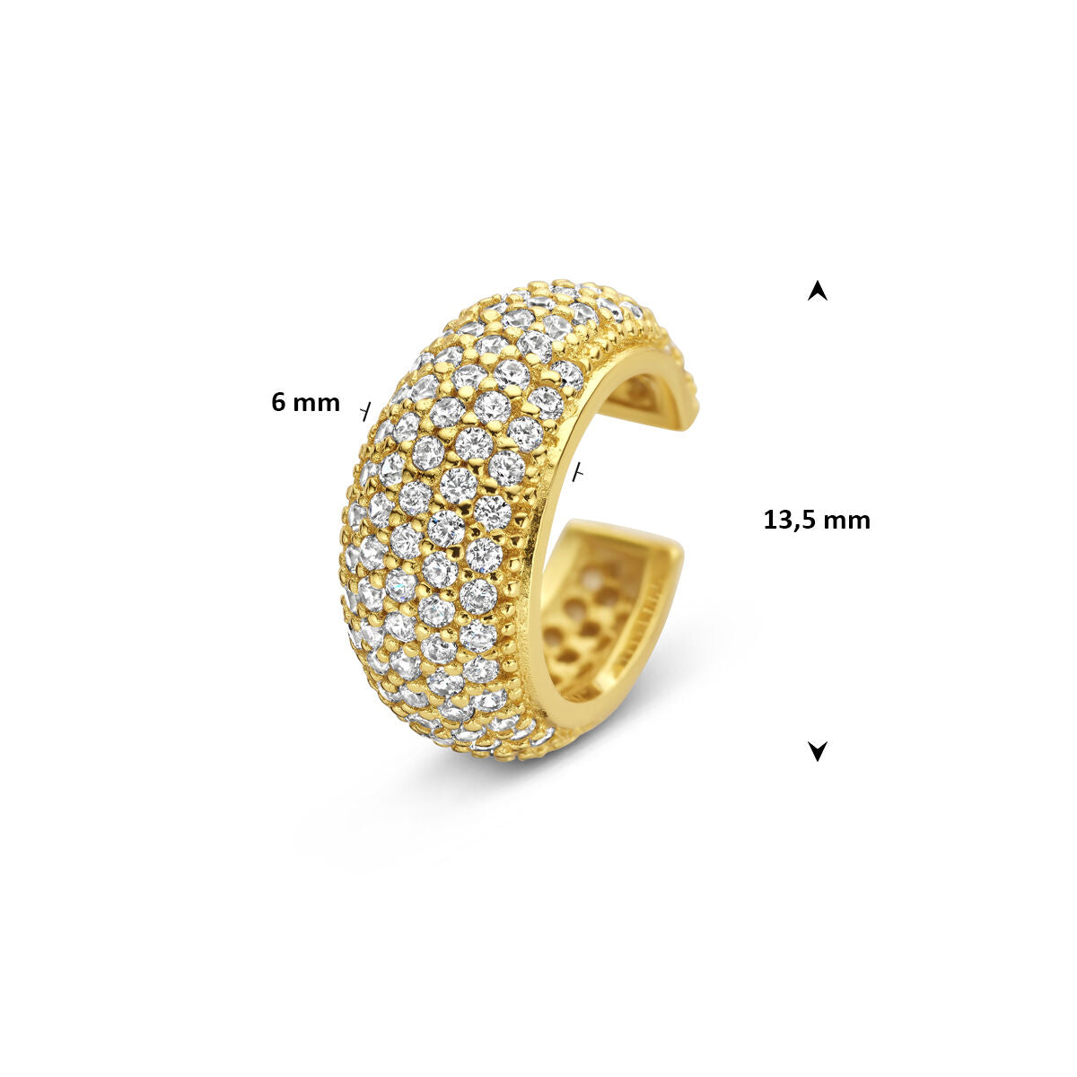 Fantasy Collection Ear cuff zirkonia 13,5 mm 1 micron zilver verguld oorbellen