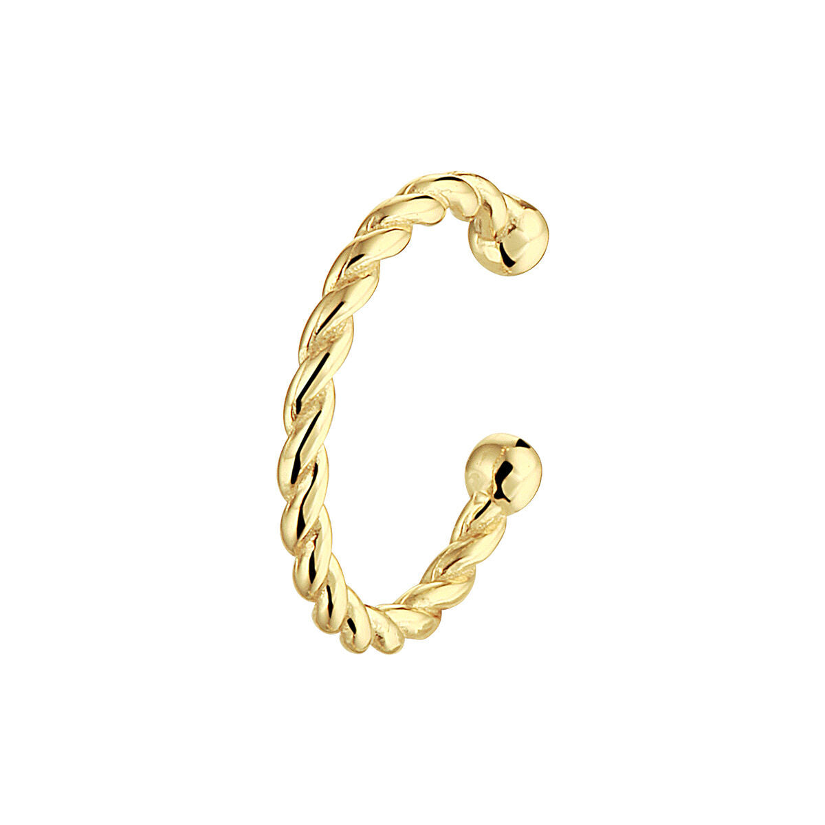 Fantasy Collection Earcuff gedraaid 13 mm 1 micron zilver verguld oorbellen
