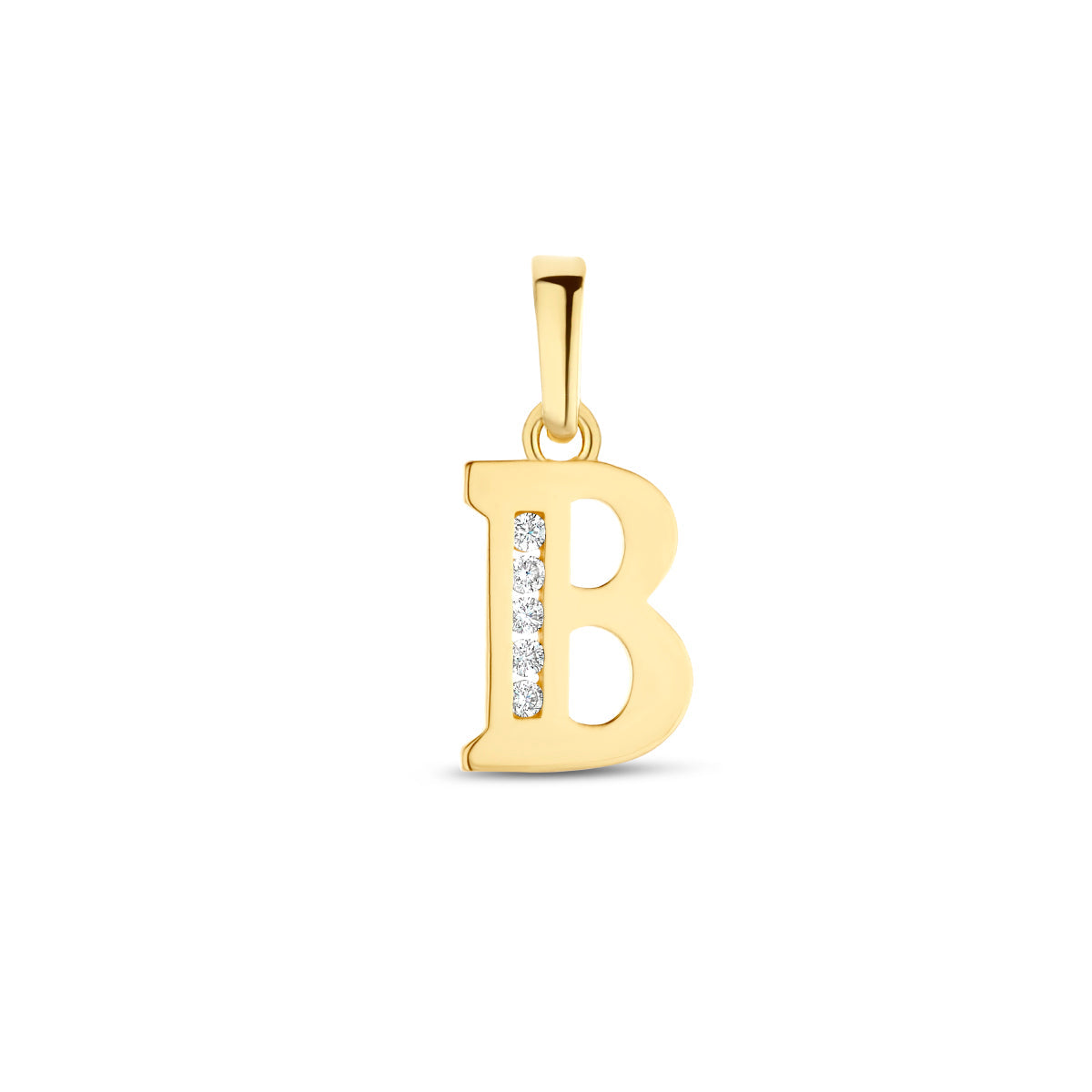 Hanger letter B zirkonia 14 mm 14K geelgoud #Letter_B