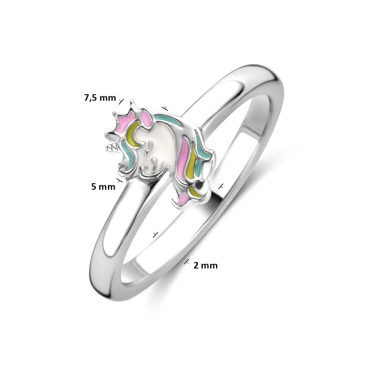 Fantasy Collection Ring emaille eenhoorn zilver