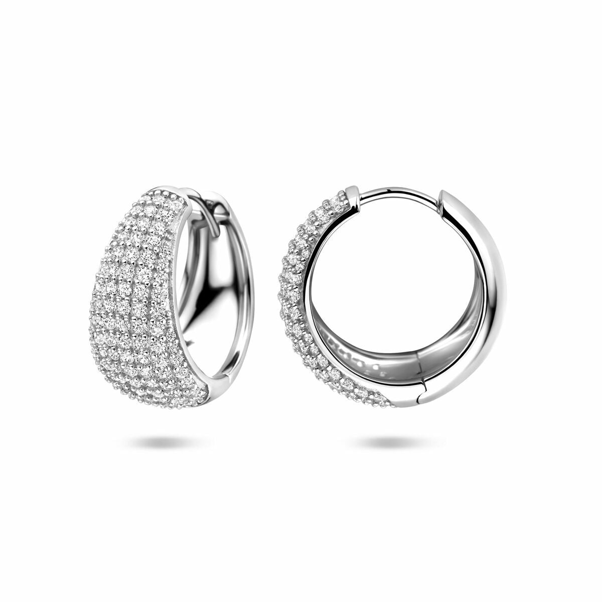 Zilveren gerhodineerde klapoorringen zirkonia 18 mm - 1341908