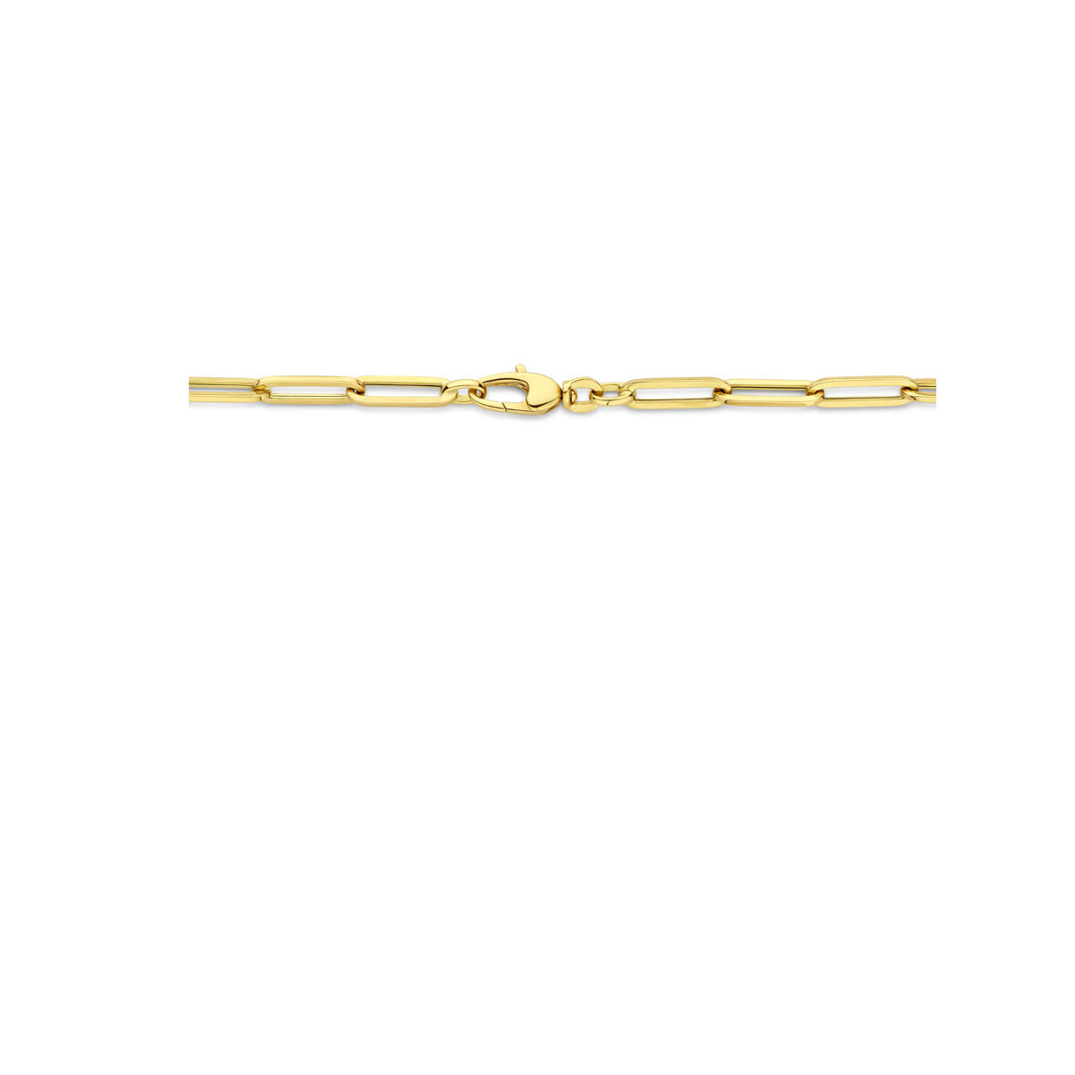 Fantasy Collection Collier paperclip vierkante buis 4,5 mm 45 cm 14K geelgoud